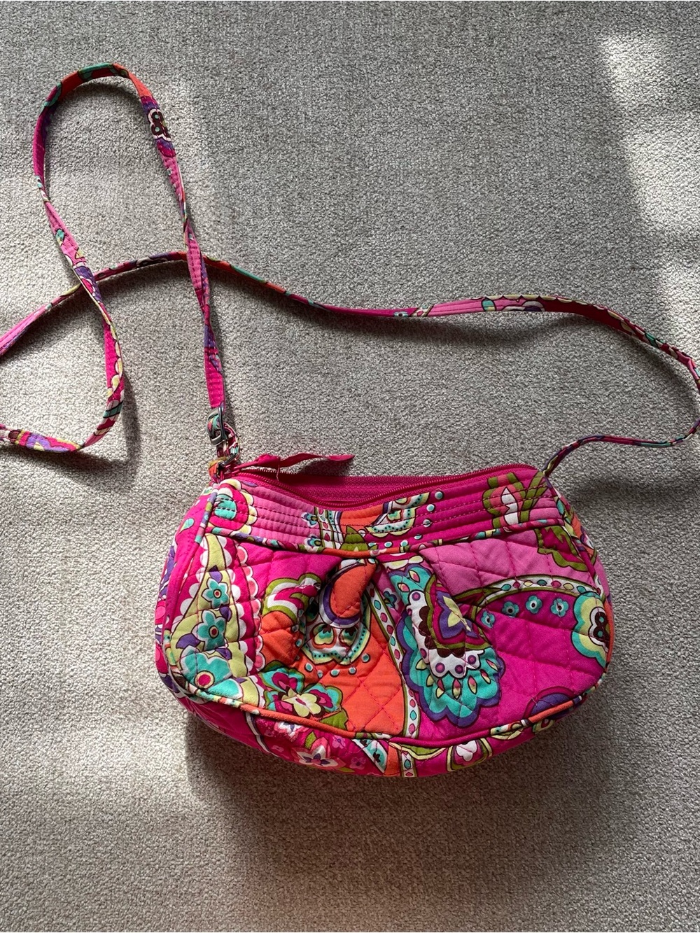 Vera Bradley Pink Quilted Crossbody Bag with Paisley Print